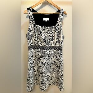 Ettitwa by Anthropologie Black and White Floral Mini Dress Size L